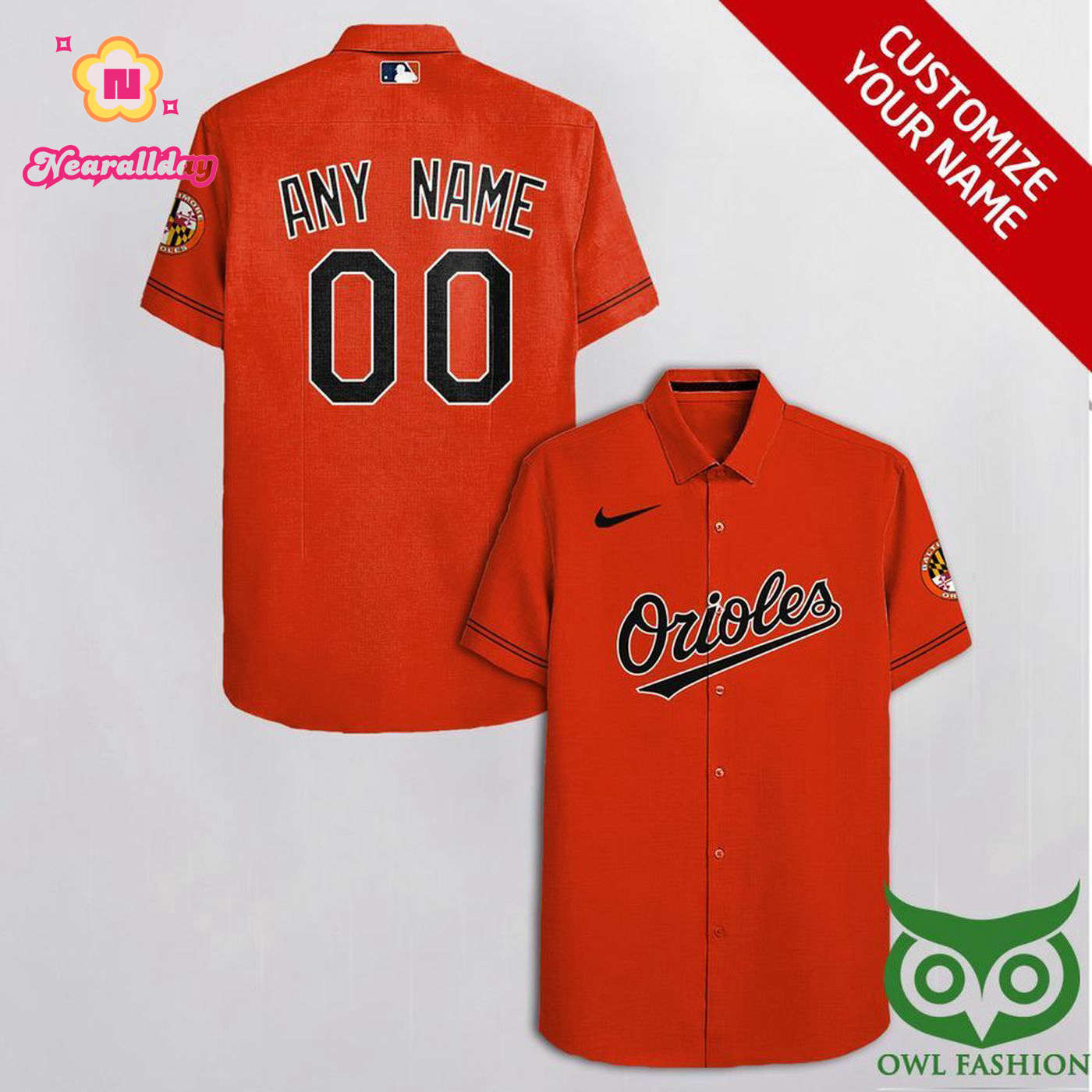 Personalized Baltimore Orioles Orange Black Hawaiian Shirt with Custom Name and Number Personalized Baltimore Orioles Orange Black Hawaiian Shirt with Custom Name and Number