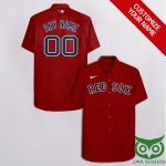 Personalized Boston Red Sox Dark Red Hawaiian Shirt with Custom Name and Number Personalized Boston Red Sox Dark Red Hawaiian Shirt with Custom Name and Number