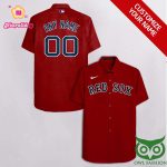 Personalized Boston Red Sox Dark Red Hawaiian Shirt with Custom Name and Number Personalized Boston Red Sox Dark Red Hawaiian Shirt with Custom Name and Number