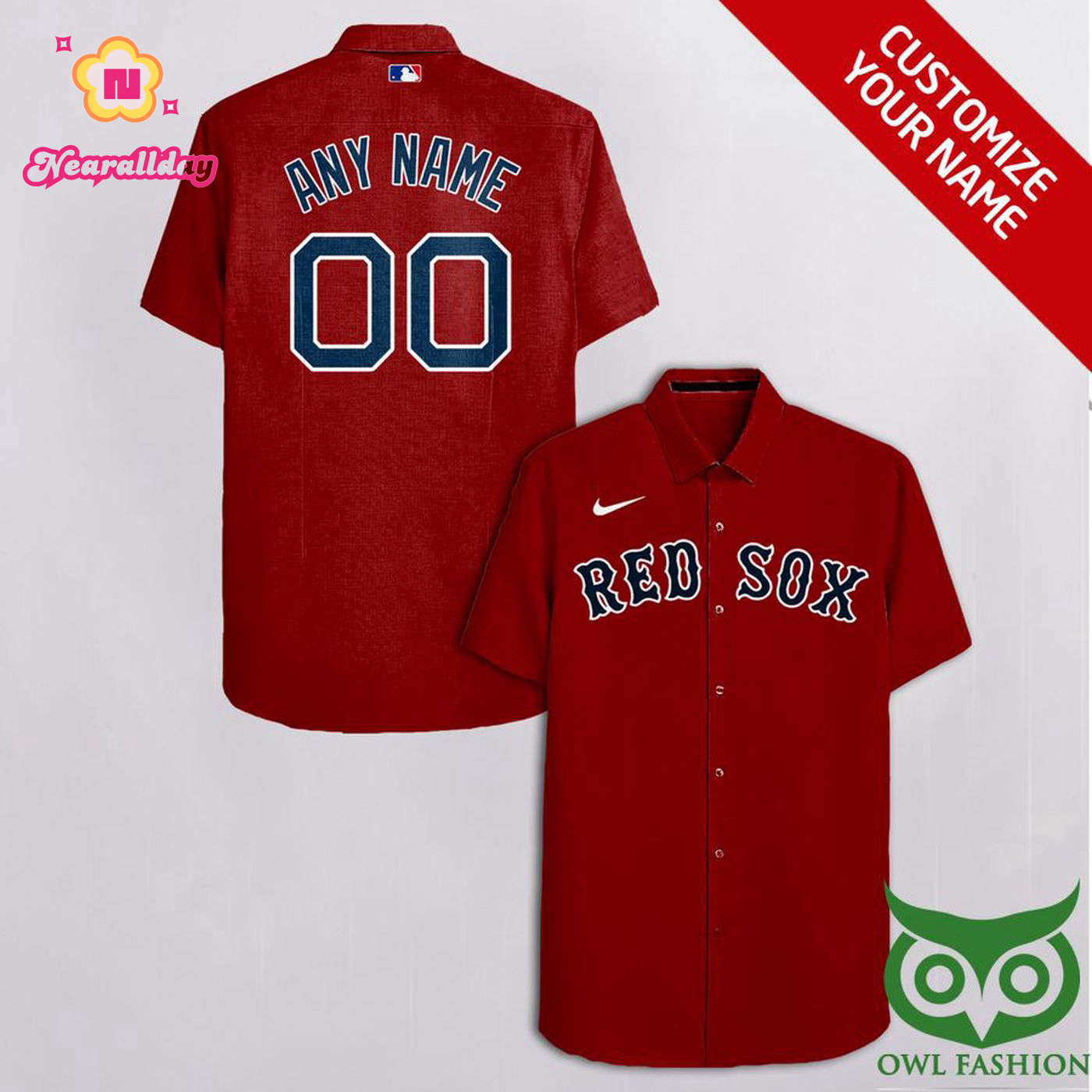 Personalized Boston Red Sox Dark Red Hawaiian Shirt with Custom Name and Number Personalized Boston Red Sox Dark Red Hawaiian Shirt with Custom Name and Number