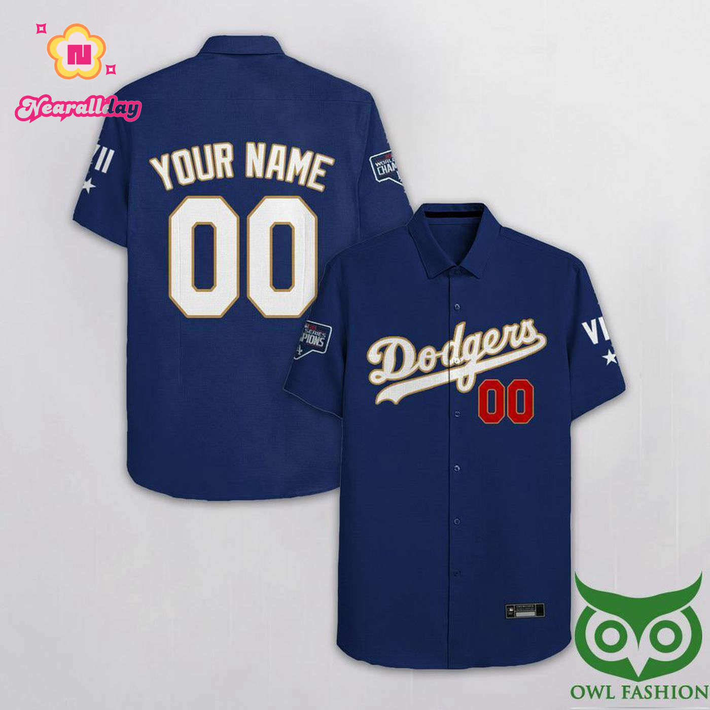 Personalized Los Angeles Dodgers Dark Blue Hawaiian Shirt with Custom Name and Number Personalized Los Angeles Dodgers Dark Blue Hawaiian Shirt with Custom Name and Number