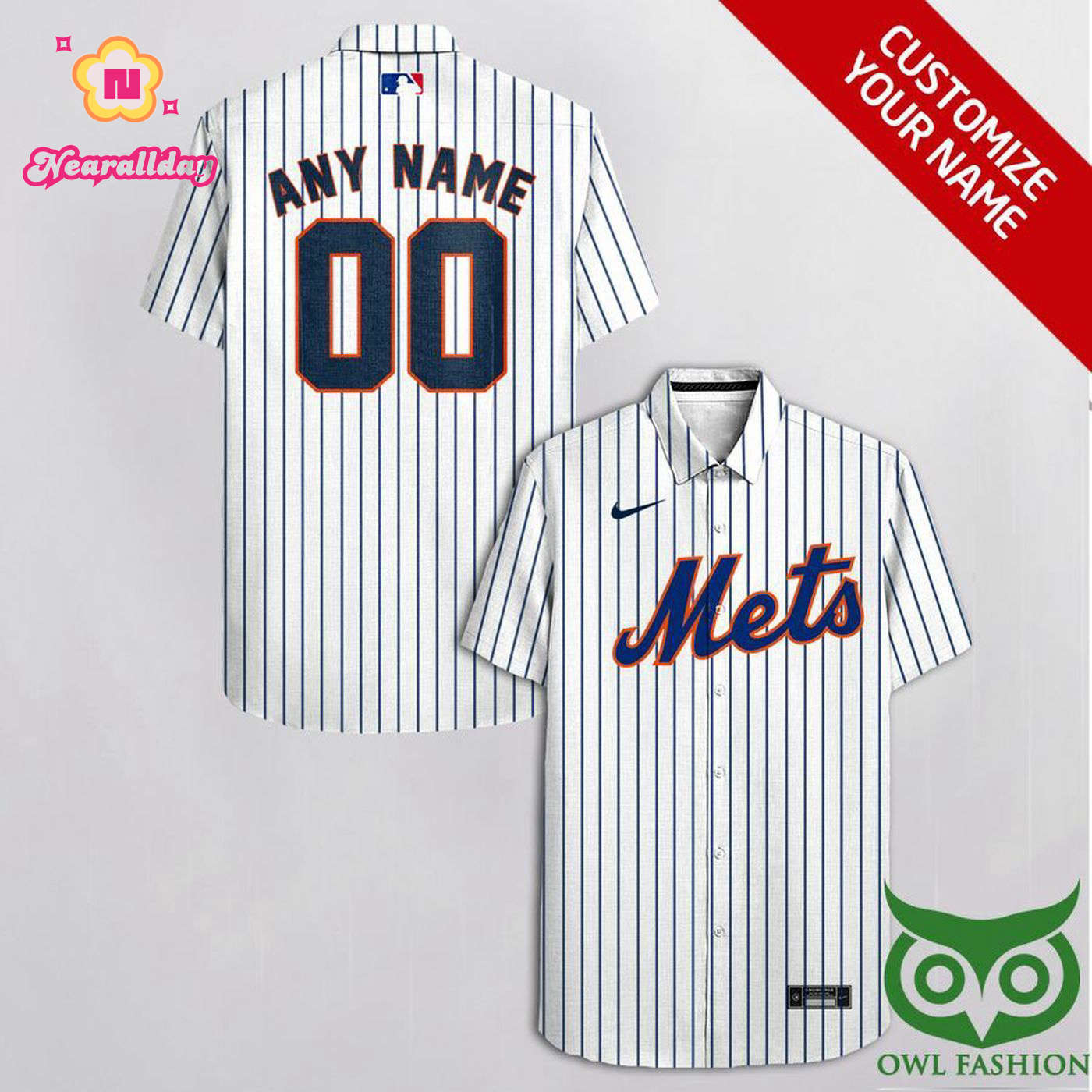 Personalized New York Mets Blue Striped Hawaiian Shirt – Custom Name & Number Personalized New York Mets Blue Striped Hawaiian Shirt – Custom Name & Number