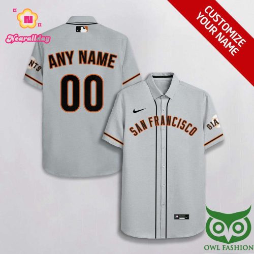 Personalized San Francisco Giants Gray Hawaiian Shirt with Custom Name and Number