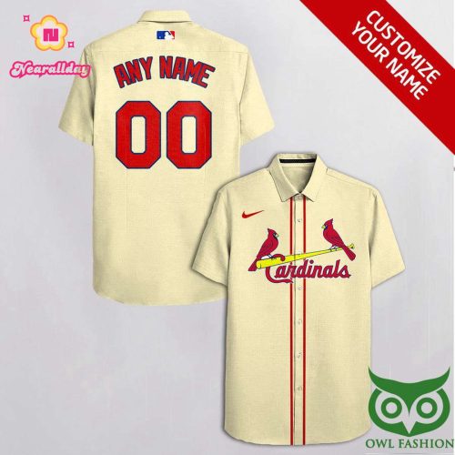 Personalized St Louis Cardinals Hawaiian Shirt in Bright Gray – Custom Name & Number
