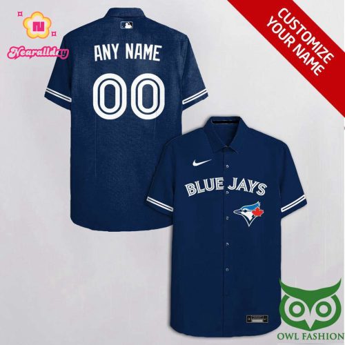 Personalized Toronto Blue Jays Dark Blue Hawaiian Shirt – Custom Name & Number