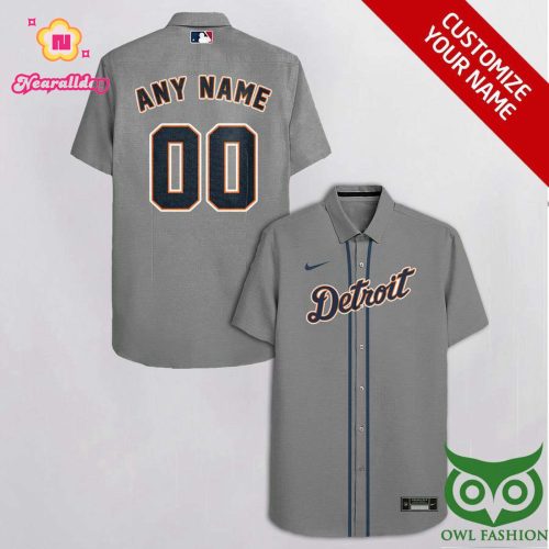 Custom Detroit Tigers Gray & Peacock Blue Hawaiian Shirt – Personalized MLB Fan Gear