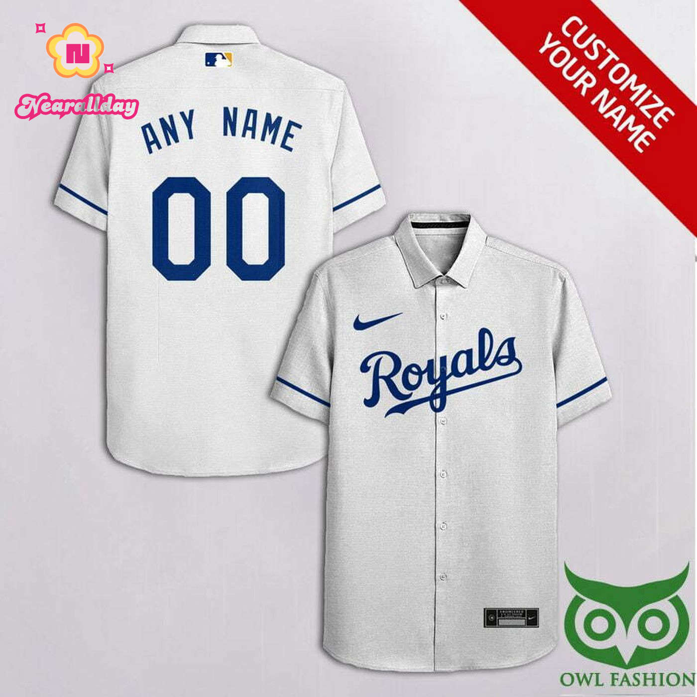 Custom Kansas City Royals White & Dark Blue Hawaiian Shirt – Personalized MLB Fan Apparel Custom Kansas City Royals White & Dark Blue Hawaiian Shirt – Personalized MLB Fan Apparel