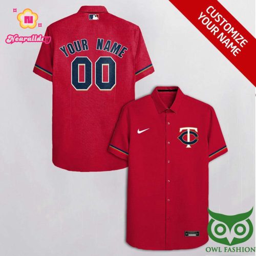 Custom Minnesota Twins Red & White Hawaiian Shirt - Team Colors