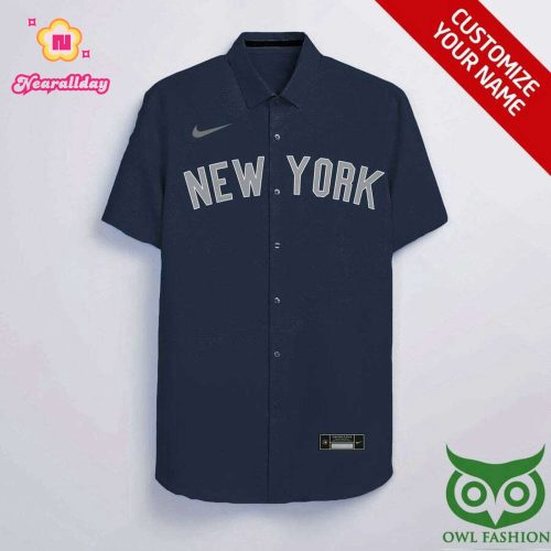Custom New York Yankees Dark Blue & Gray Hawaiian Shirt – Officially Licensed MLB Merchandise