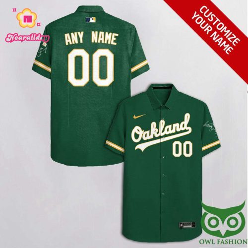 Oakland Athletics Dark Green Hawaiian Shirt with Custom Team Sleeves