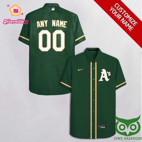 Oakland Athletics Custom Dark Green Yellow Team Hawaiian Shirt