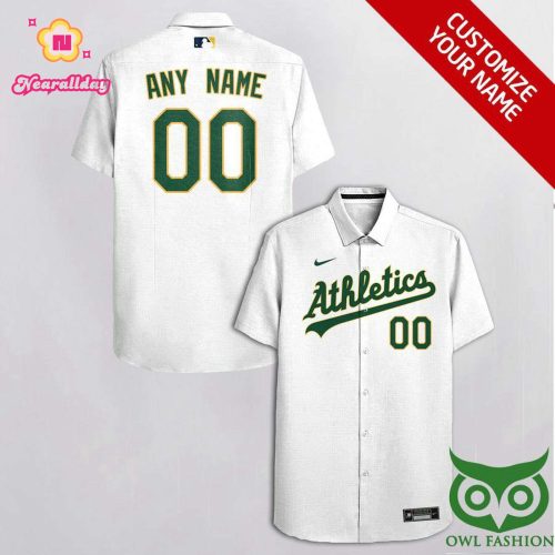 Oakland Athletics Custom White Green Hawaiian Shirt - Personalized MLB Fan Gear