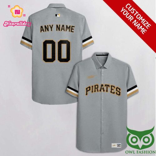 Personalized Pittsburgh Pirates Hawaiian Shirt – Gray with Golden Name