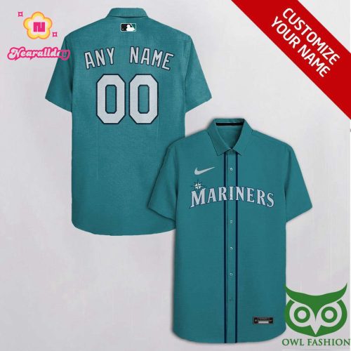 Custom Seattle Mariners Turquoise & Light Gray Hawaiian Shirt – Personalized MLB Fan Apparel