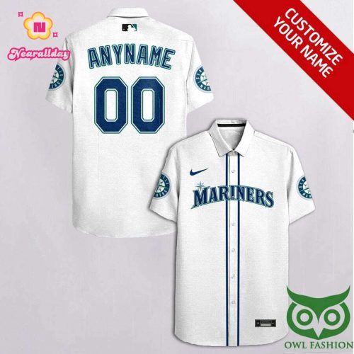 Seattle Mariners Custom White Blue Hawaiian Shirt – Personalized MLB Fan Gear