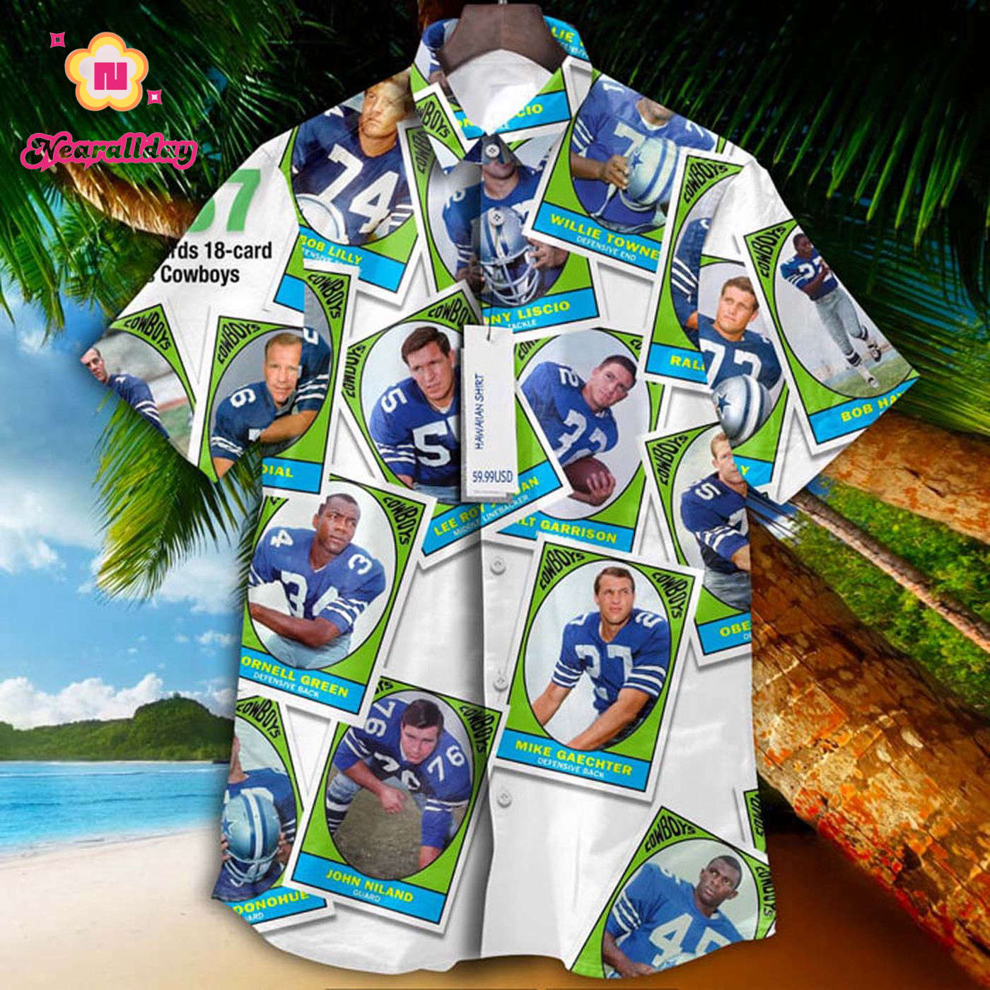 Dallas Cowboys 1967 Retrocards Set Vintage Aloha Hawaiian Shirt Dallas Cowboys 1967 Retrocards Set Vintage Aloha Hawaiian Shirt