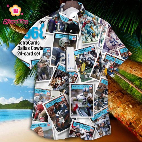Dallas Cowboys 1968 Retro Cards Vintage Aloha Hawaiian Shirt