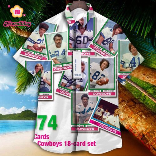 Dallas Cowboys 1974 Retrocards Set Vintage Aloha Hawaiian Shirt