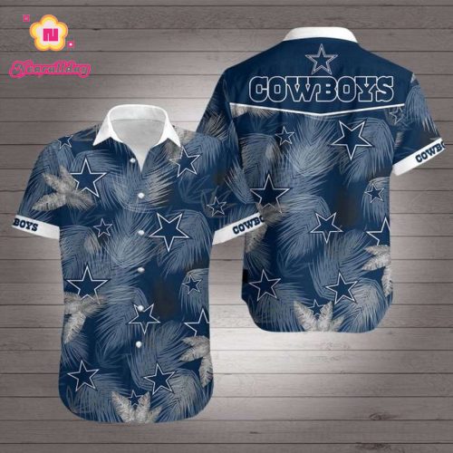 Dallas Cowboys Hawaiian Shirt Leaf Graphic
