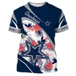 Dallas Cowboys Hibiscus Flower Pattern 3D Tshirt, Gift For Fan
