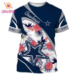 Dallas Cowboys Hibiscus Flower Pattern 3D Tshirt, Gift For Fan