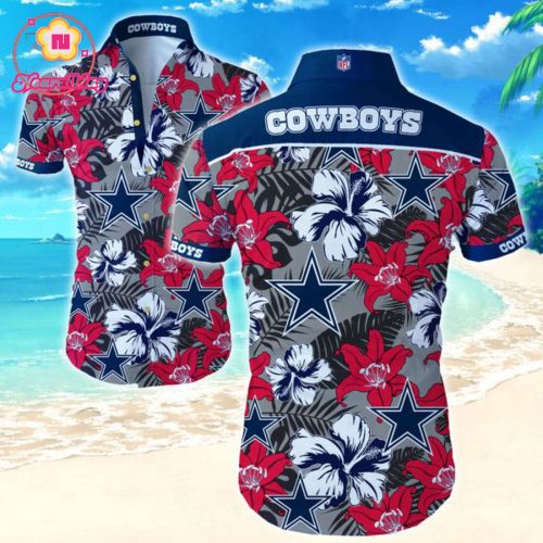 Dallas Cowboys Red Bloom Hawaiian Shirt Set for Men Women Kids