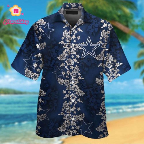 Dallas Cowboys Short Sleeve Button Up Tropical Aloha Hawaiian Shirt Set for Men Women Kids Gift