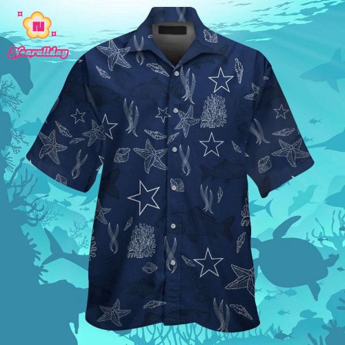 Dallas Cowboys Short Sleeve Button Up Tropical Aloha Hawaiian Shirt Set for Men Women Kids Gift