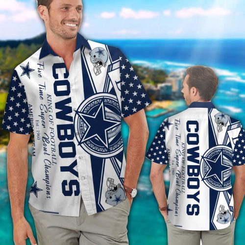 Dallas Cowboys Short Sleeve Button Up Tropical Aloha Hawaiian Shirt Set for Men Women Kids Gift