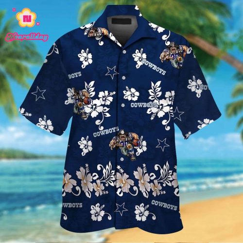 Dallas Cowboys Short Sleeve Button Up Tropical Aloha Hawaiian Shirt Set for Men Women Kids Gift