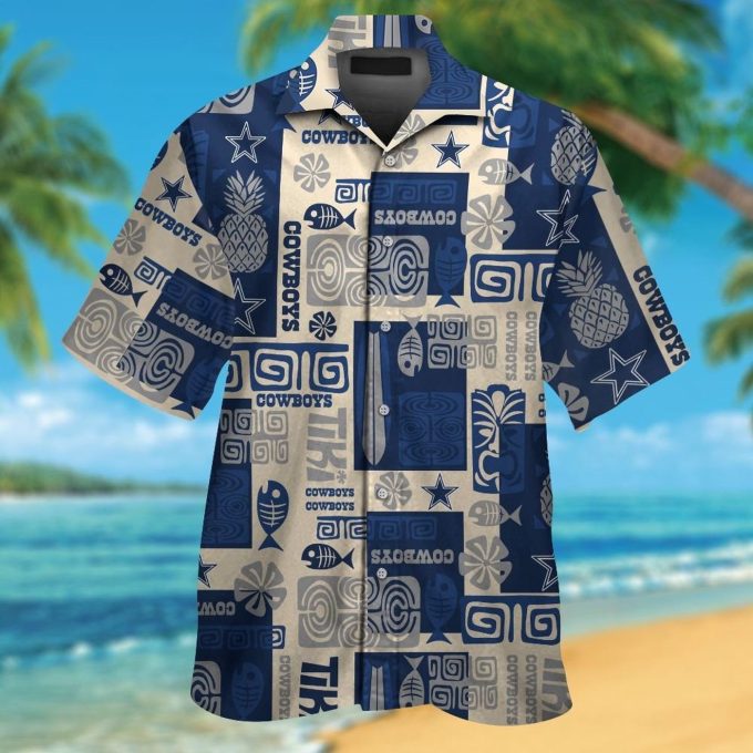 Dallas Cowboys Short Sleeve Button Up Tropical Aloha Hawaiian Shirt Set for Men Women Kids Gift