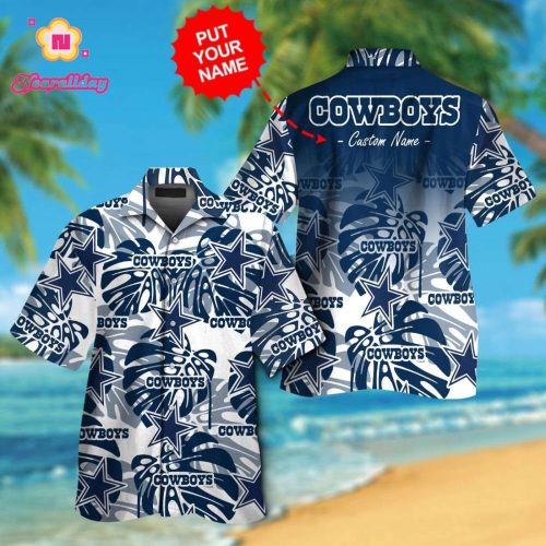 Dallas Cowboys Short Sleeve Button Up Tropical Aloha Hawaiian Shirt Set for Men Women Kids Gift