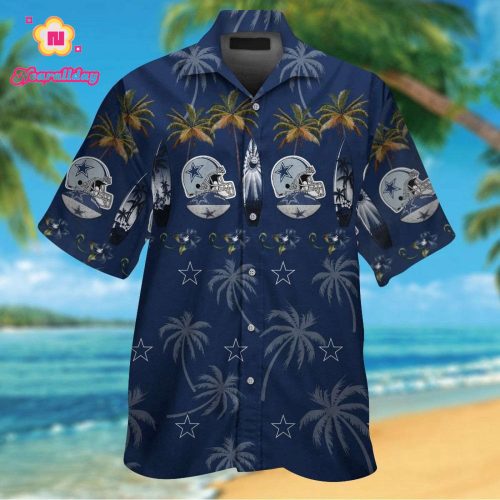 Dallas Cowboys Short Sleeve Button Up Tropical Aloha Hawaiian Shirt Set for Men Women Kids Gift