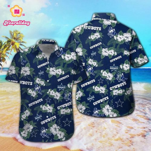 Dallas Cowboys Short Sleeve Button Up Tropical Aloha Hawaiian Shirt Set for Men Women Kids Gift