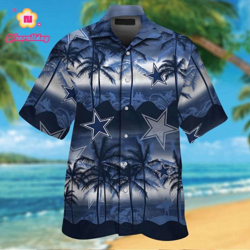 Dallas Cowboys Short Sleeve Button Up Tropical Aloha Hawaiian Shirt Set for Men Women Kids Gift