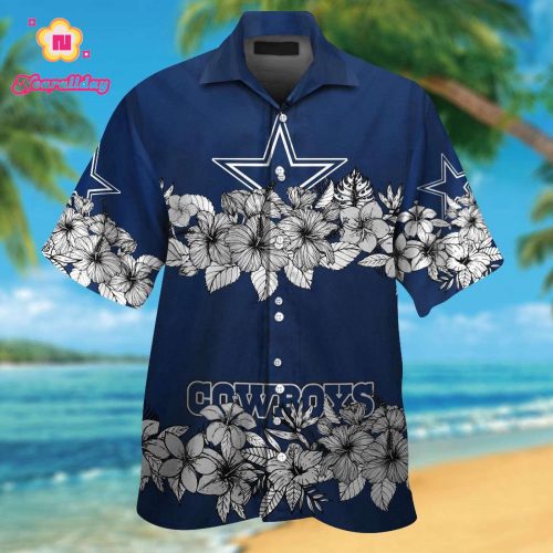Dallas Cowboys Short Sleeve Button Up Tropical Aloha Hawaiian Shirt Set for Men Women Kids Gift