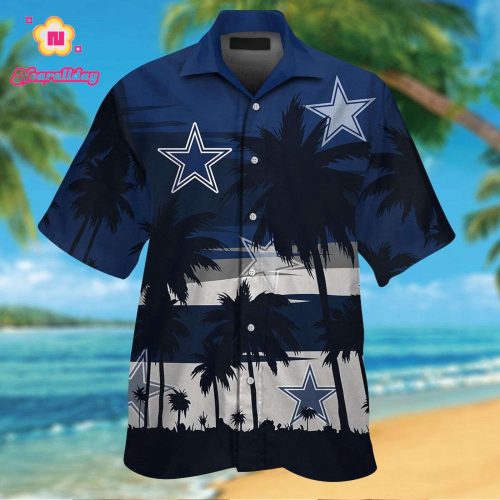 Dallas Cowboys Short Sleeve Button Up Tropical Aloha Hawaiian Shirt Set for Men Women Kids Gift