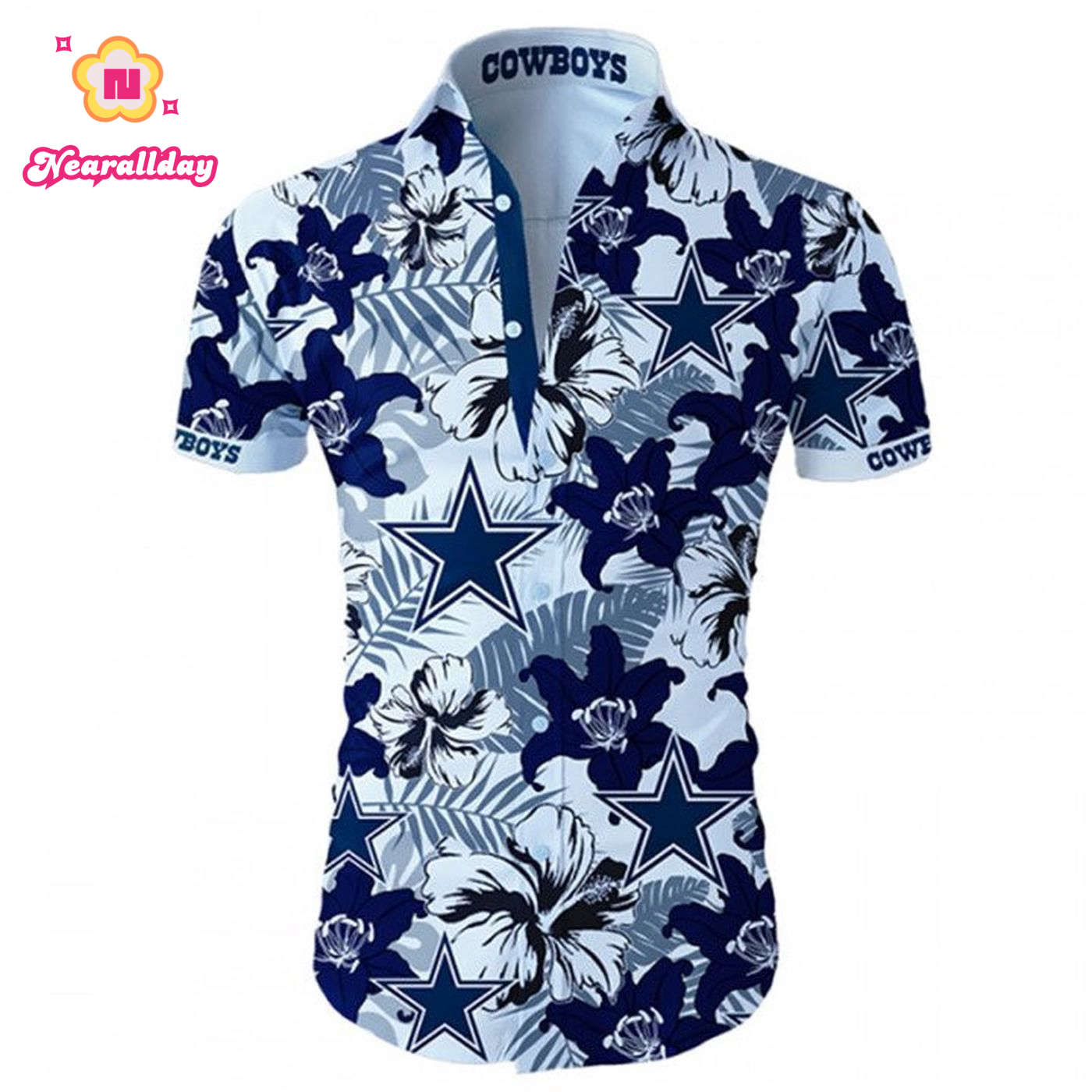Dallas Cowboys Tropical Flower Short Sleeve Hawaiian Shirt Dallas Cowboys Tropical Flower Short Sleeve Hawaiian Shirt