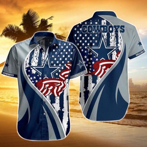 Dallas Cowboys Vintage US Flag Graphic Hawaiian Shirt, Gift For Fan