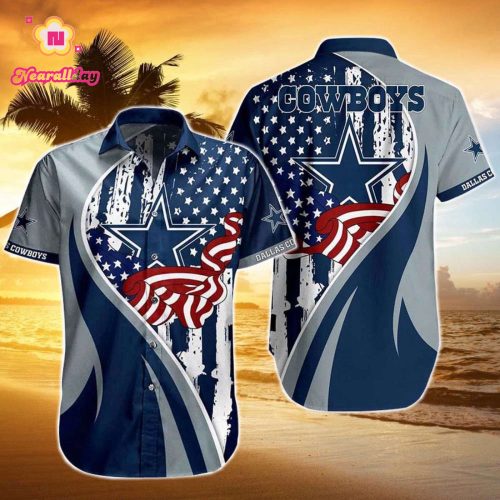 Dallas Cowboys Vintage US Flag Graphic Hawaiian Shirt, Gift For Fan