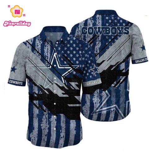 Dallas Cowboys Vtg American Flag Background Hawaiian Shirt, Gift For Fans