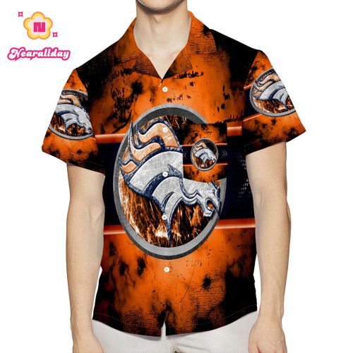 Denver Broncos Emblem v21 3D All Over Print Summer Beach Hawaiian Shirt With Pocket