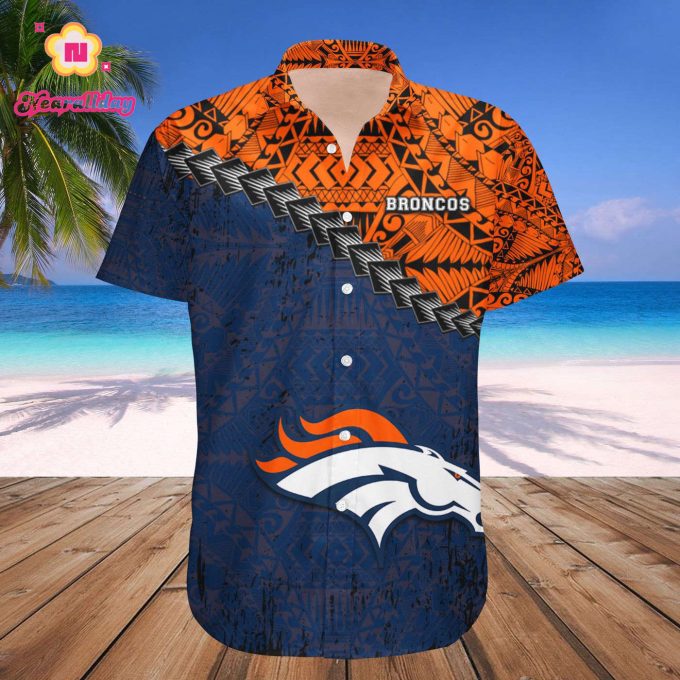 Denver Broncos Hawaii Shirt Set Grunge Polynesian Tattoo – NFL