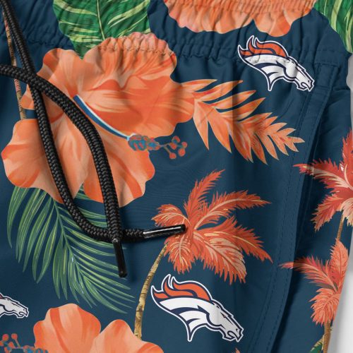 Denver Broncos Nfl Color Hibiscus Button Up Hawaiian Shirt