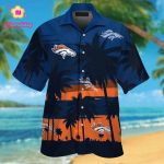 Denver Broncos Short Sleeve Button Up Tropical Aloha Hawaiian Shirt Set for Men Women Kids Gift
