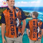Denver Broncos Short Sleeve Button Up Tropical Aloha Hawaiian Shirt Set for Men Women Kids Gift