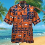 Denver Broncos Short Sleeve Button Up Tropical Aloha Hawaiian Shirt Set for Men Women Kids Gift