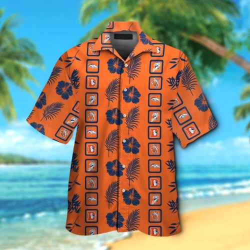 Denver Broncos Short Sleeve Button Up Tropical Aloha Hawaiian Shirt Set for Men Women Kids Gift