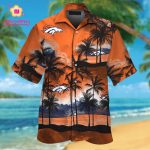 Denver Broncos Short Sleeve Button Up Tropical Aloha Hawaiian Shirt Set for Men Women Kids Gift