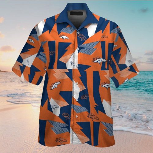 Denver Broncos Short Sleeve Button Up Tropical Aloha Hawaiian Shirt Set for Men Women Kids Gift